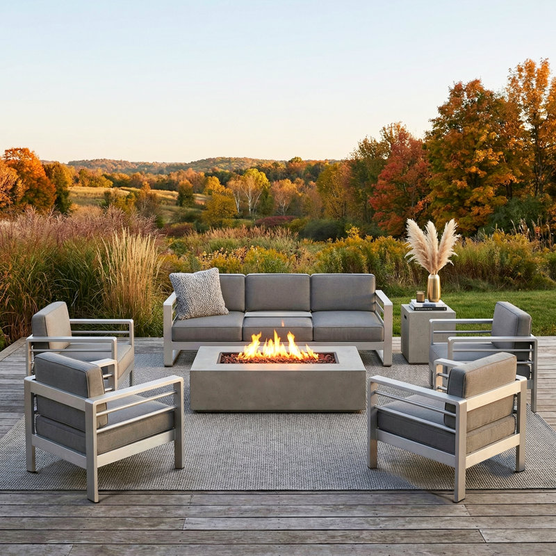 Wade Logan® Caggiano 7 Piece Sofa Seating Group with Cushions
